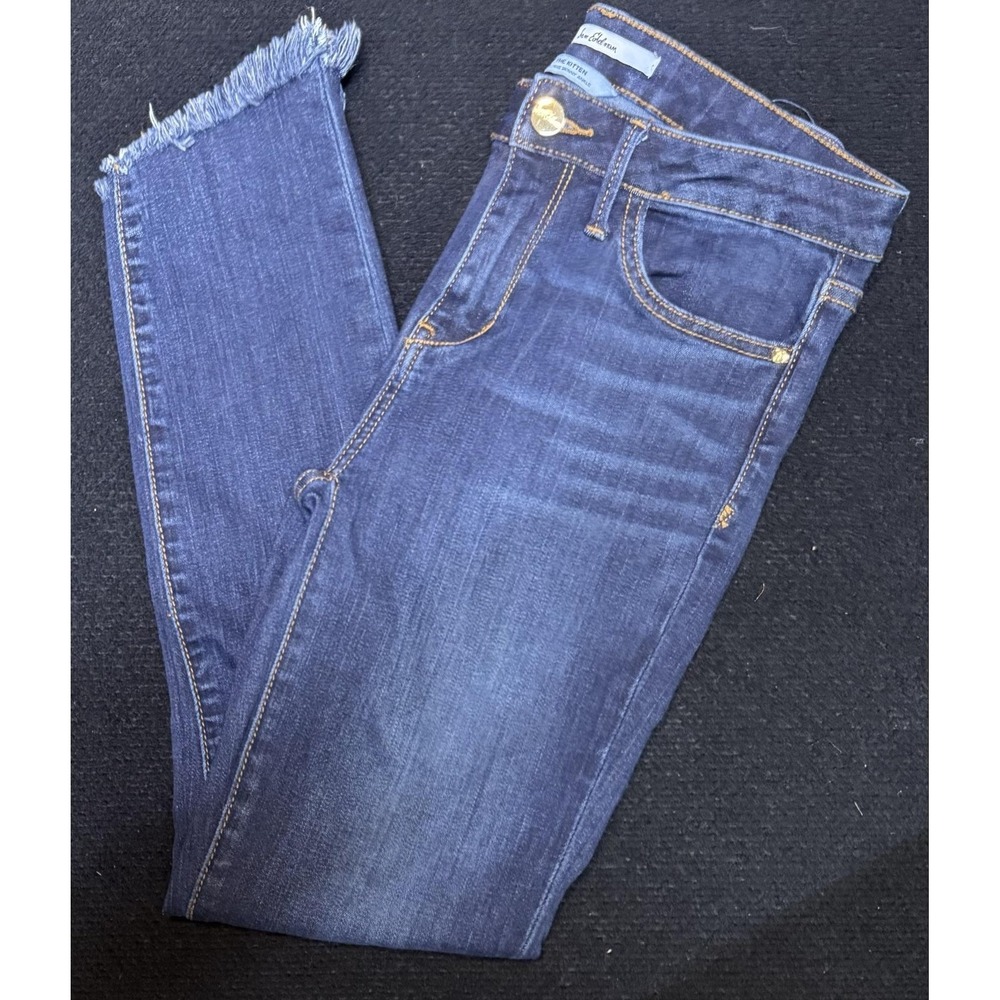 Sam Edelman The Kitten Jeans Womens 28 Blue Mid Rise Skinny Ankle Raw Hem Denim